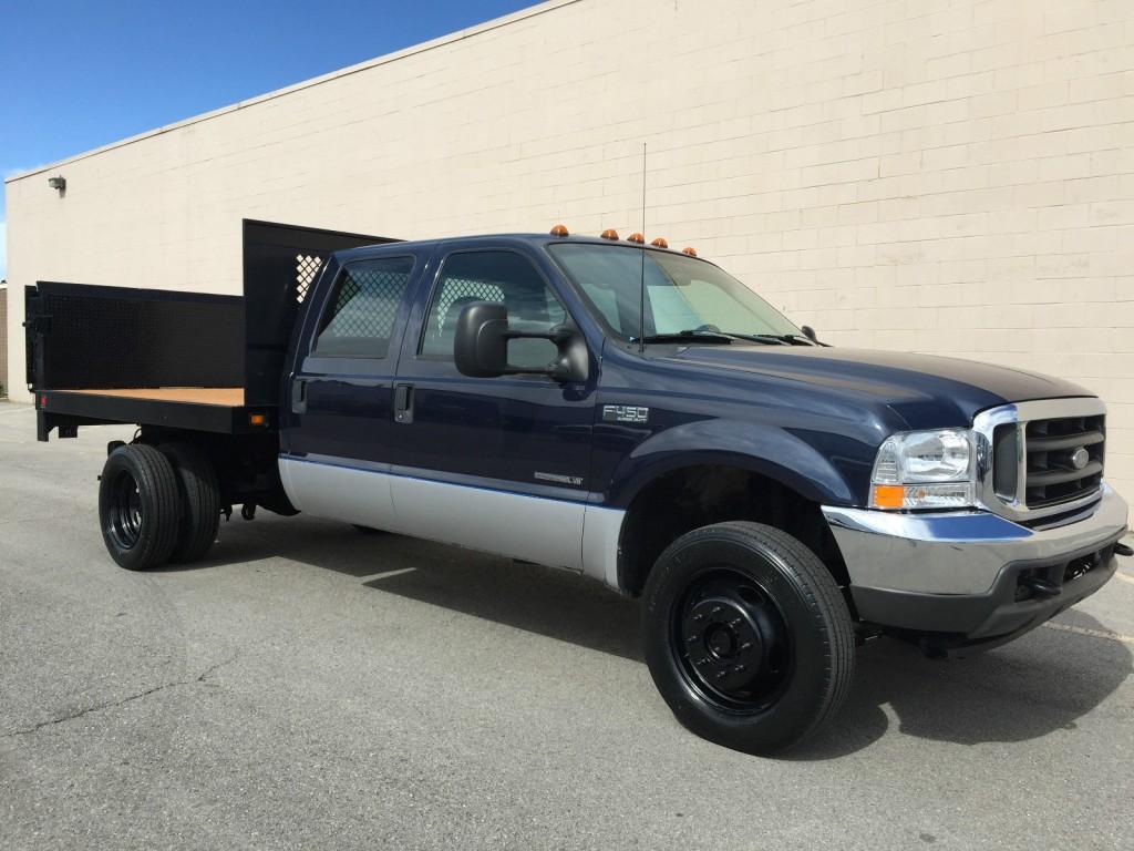 2002 Ford F 450 CREW 4X4 Dually Flatbed/lift GATE 7.3 Powerstroke