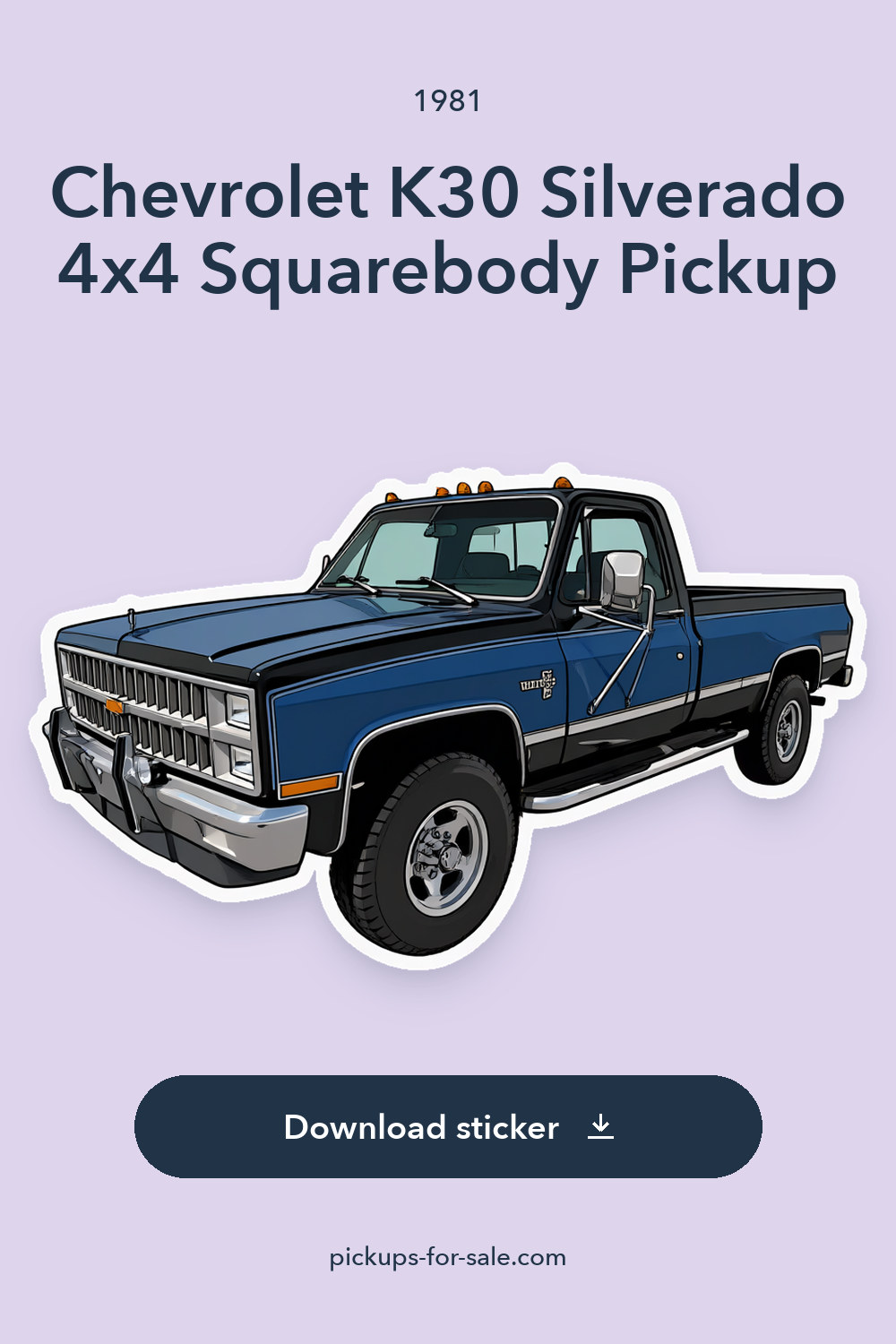 1981 Chevrolet K30 Silverado 4×4 Squarebody Pickup sticker preview
