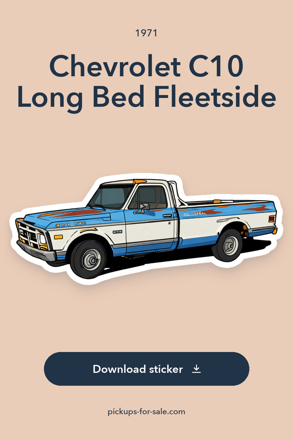 1971 Chevrolet C10 Long Bed Fleetside sticker preview