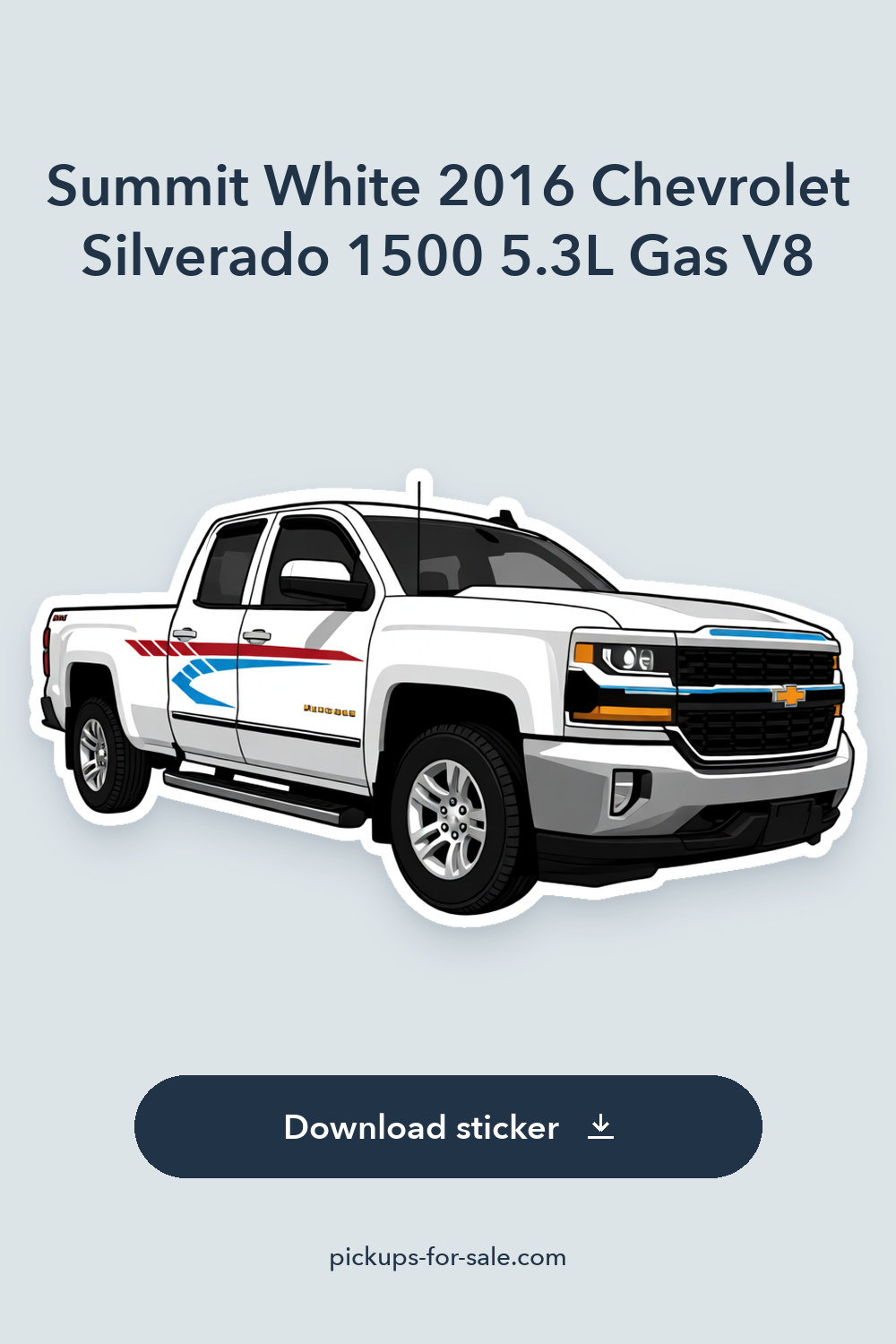 Summit White 2016 Chevrolet Silverado 1500 5.3L Gas V8 sticker preview